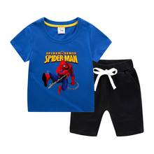 Летняя детская одежда, рубашка и шорты Человека-паука, комплект одежды из двух предметов для мальчиков-подростков, спортивные костюмы, спортивная одежда для маленьких детей 2024 - купить недорого