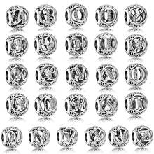 26 Letter Beads for DIY Jewelry Making Crystal Vintage 925 Sterling Silver Gift Birthday Valentine's Day Jewelry Charm Beads 2024 - buy cheap