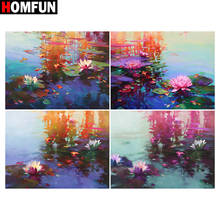 HOMFUN Rhinestone Painting Crystal Decor Diy Diamond Painting "Lotus lake painting" 3D Cross Stitch Pattern Diamond Embroidery 2024 - buy cheap