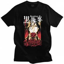 Mens Retro Love Anime Black Butler Sebastian T Shirts Short-Sleeve Cotton T-shirt Graphic Japan Anime Manga Kuroshitsuji Tee Top 2024 - buy cheap