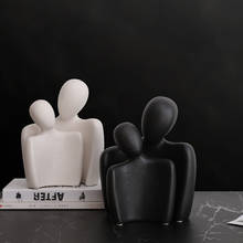 European-style Ceramic Couple Art Decoration Creative Black White Couple Figure Doll Matte Texture Desktop Crafts Home Deco Gift 2024 - buy cheap