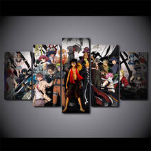 One Piece Аниме персонажи Луффи 5 панелей настенное искусство домашний декор картины плакаты на холсте HD картины декор для гостиной 2024 - купить недорого