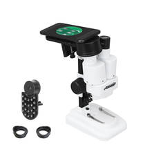 Microscópio estéreo 20x com suporte de telefone, para observação de insetos, pcb, ferramenta de reparo móvel com luz de led 2024 - compre barato
