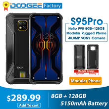 Doogee-smartphone s95 pro, aparelho modular, ram 8gb, rom 128gb, tela de 5150mah, câmera de 48mp, android 9, processador helio p90 octa core, 2024 - compre barato