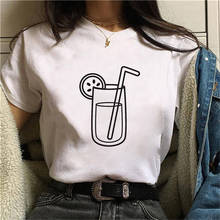 Camiseta con estampado de zumo de melocotón para mujer, Camiseta básica de Rock japonés con cuello redondo, camiseta informal Harajuku Kawaii rosa para mujer 2024 - compra barato