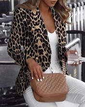 Женское леопардовое пальто с длинным рукавом, куртки, повседневная Офисная Женская верхняя одежда 2024 - купить недорого