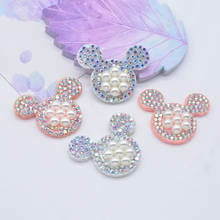 10Pcs/lots Pink & White Mouse Head Pearl Patch Cartoon Bear Craft Material Hairclip Pin Rhinestone Applique Sew-on DIY Accessory 2024 - buy cheap