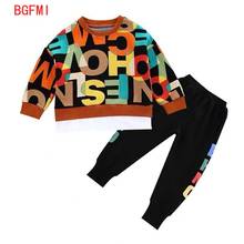 spring Tracksuit for boys children clothing sets kids clothes sports suit for teen boy letter printed Patchwork t-shirt and pant 2024 - buy cheap