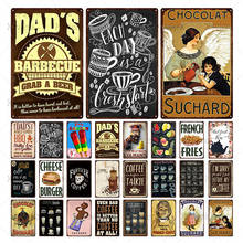 Churrasco comida rápida retro metal estanho sinal café hambúrguer chocolate delicioso comida vintage placa decoração café bar arte cartaz 2024 - compre barato