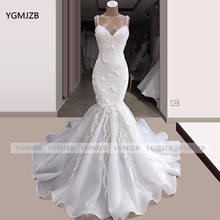 Vestido de noiva estilo sereia, vestido 2020, lantejoulas, flores, branco, luxuoso, vestido de noiva arabic 2024 - compre barato