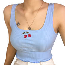 3 Colors Fashion Women Sexy Crop Tops Cherry Summer Camis Women Casual Tank Tops Vest Sleeveless Knitted  Crop Tops blusas 2024 - buy cheap