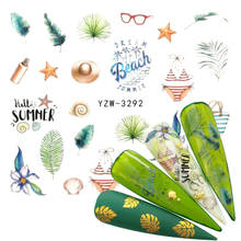 YWK 2021 New Nail Polish Sticker Water Decals Summer Beach Starry Sky Floral Slider Nail Art Decor Wraps Manicure 2024 - купить недорого