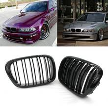 Rejilla delantera de riñón doble para BMW, accesorio de color negro con acabado brillante, ABS, doble línea, Compatible con BMW E39 serie 5, 525, 528, 1995-2004 2024 - compra barato