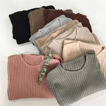 Suéter básico de malha feminino outono inverno, pulôver casual, gola redonda, gola redonda, camisola coreana 2024 - compre barato