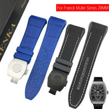 Pulseira de relógio de silicone de couro bovino para relógio, 28mm, alta qualidade, preto, azul, dobrável, com fivela, adequado para relógio da série spaghetti muller 2024 - compre barato