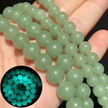 Natural Stone Green Luminous Beads Glow In The Dark Green Round Loose Spacer Beads for Jewelry Making Bracelet DIY 15'' 6/8/10mm 2024 - buy cheap