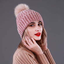 Winter women Knitted Hat Skullies Beanies Casual Faux Raccoon Fur Pompom thick Soft  Warm Ski Caps Female Hat Ladies Bonnet 2024 - buy cheap