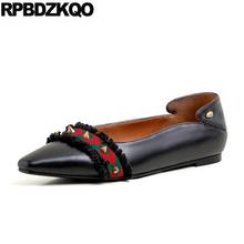 Rivet Shallow Black White Chinese Designer Shoes Women Luxury 2021 Stud Pointed Toe Brand Metal Genuine Leather Slip On Flats 2024 - buy cheap