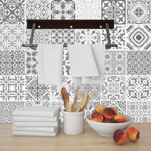 Azulejos de cerámica con diseño Floral para decoración del hogar, calcomanías de pared para escalera, cocina, Artístico de pelar y pegar papel tapiz, color gris 2024 - compra barato