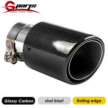 G-Parts Black Car Glossy Carbon Fibre Rolling Edge Stainless Steel AK Tail Exhaust System Pipes Rear Muffler End Tips Universal 2024 - buy cheap