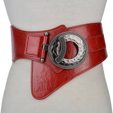 Cinturón elástico mujeres círculo Pin hebilla cinturón de cuero para las mujeres cinturones como cintura ancho Casual lujo Western cinturones mujeres GB24 2024 - compra barato