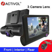 HACTIVOL-Cámara de salpicadero DVR 3 para coche, lente de 4,0 pulgadas, doble lente con cámara de visión trasera, grabadora de vídeo, registrador automático, Dvrs 2024 - compra barato