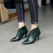 New 2020 Autumn Winter Fashion Woman Boots High Heels women Leather Ankle Boots Sexy Pointed Toe Martin Boots 32-46 2024 - buy cheap