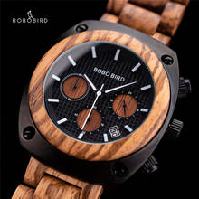 montre homme BOBO BIRD Zebra Wood Watch Men Timepiece Chronograph Date Show Quartz Wristwatches Male Stopwatch V-T08 In Gift Box 2024 - buy cheap