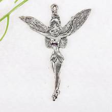 Vintage  Silver Big Angel Wings Girl Charms Archangel Pendant For Jewelry Making Bracelet Necklace Crafts Handmade  46x52mm 2024 - buy cheap