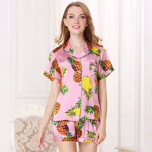 Pure 100% Mulberry Silk Pajamas Set Women Pink Korean  Fashion  Printed Natural silk Sleep suit  Sleepwear Nightwear  Summer 2024 - buy cheap