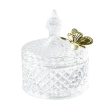 Golden Glass Storage Jar French Light Luxury Agate Glass Bottle Candy Jar with Lid Household Cotton Swab Jewelry Box Decoration 2024 - buy cheap