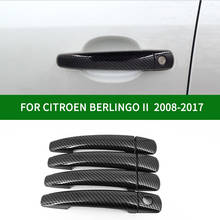 Para citroen berlingo ii 2008-2017 acessório de fibra de carbono padrão porta do carro alça cobre guarnição 2009 2010 2011 2012 2013 2014 2015 2024 - compre barato