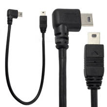 USB2.0 mini 5Pin левый и правый угол 90 градусов штекер для USB MINI 5Pin Мужской кабель 0,25 м 25 см 2024 - купить недорого