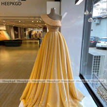 Золото длинное вечернее платье на одно плечо трапециевидной формы бисером арабское платье на выпускной размера плюс Формальные платья Праздничное платье 2024 - купить недорого