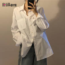 Camisa casual feminina, camisa solta de manga longa plus size 4xl, primavera, coreana, lapela, feminina, plus size 2024 - compre barato