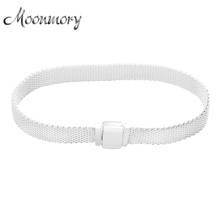 Moonmory original 100% prata esterlina 925 novo bracelete de malha trançada talismã contas fazendo joia para mulheres melhor natal 2024 - compre barato