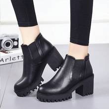 Fashion Women New Fashion Spring Autumn Platform Ankle Boots Women Thick Heel Platform Boots Ladies Worker Boots Black 35-40 2024 - buy cheap