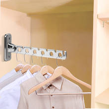 Stainless Steel Wall Mounted Laundry Storage Supplies 6 Holes Clothes Drying Rack Clothes Folding Hangers Indoor Space Saving 2024 - buy cheap