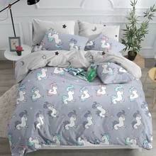 Unicorn Bedclothes Duvet Cover Set 3D Cute Cartoon Animal Unicorns Bed Sets 100% Cotton Double Bedding for Bed Dropshipping 2024 - buy cheap