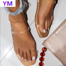 PVC Women's Sandals Summer Clear Shoes Female Beach Flat Heels Toe Set Ladies Sandals Zapatillas Casa Mujer Sapato Feminino 43 2024 - buy cheap