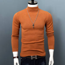 Suéter caxemira de algodão masculino, pulôver gola alta sólida de caxemira para homens, outono e inverno 2021 2024 - compre barato