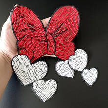 Heart Bowknot Patches For Clothing RedSequins Biker Badge Embroidery Fabric Patch Sequined Women Clothes Stickers Strange things 2024 - buy cheap