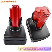 Powtree-Batería de ion de litio de repuesto para Milwaukee M12, herramienta eléctrica roja de 12V, 4000mAh, C12 B, C12, BX 48-11-2401, 48-11-2402, C12 D 2024 - compra barato