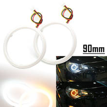 Luz LED con Halo de Ojos de Ángel para coche, faro delantero de 90MM, 2 piezas, Color blanco y ámbar 2024 - compra barato