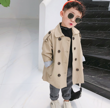 Autumn Korean style fashion boys oversized trench jackets Kids loose striped patchwork long coats children outwears 2024 - buy cheap