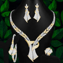 Godki-conjunto de joias femininas de luxo, 4 peças, geométrico, zircônia cúbica, para casamento, noivado, festas de noivado, dubai, 2020 2024 - compre barato