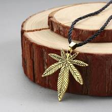 QIAMNI Trendy Antique Bronze Maple Leaf Pendant Necklace Jewelry  Women Men Gift Big Cannabiss Hemp Leaf Necklace Leaves Colier 2024 - buy cheap