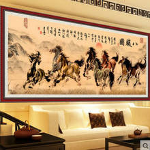 Mosaico de diamante Bordado Pintura Ponto Cruz Completo 8 Xu Beihong Cavalos Running Pintura A Tinta das DIY 5D/3D Venda decoração Presente 2024 - compre barato