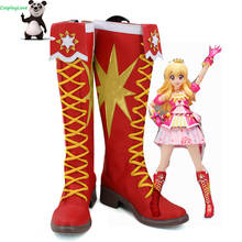 Cosplaylove aikatsu estrelas! Hoshimiya ichigo sapatos vermelhos de couro, botas longas cosplay feitas sob encomenda para o natal do dia das bruxas 2024 - compre barato