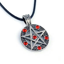 Novo colar pentagrama estrela de cinco pontas wicca pagão dean winchester pingente de couro corda corrente vintage jóias góticas atacado 2024 - compre barato